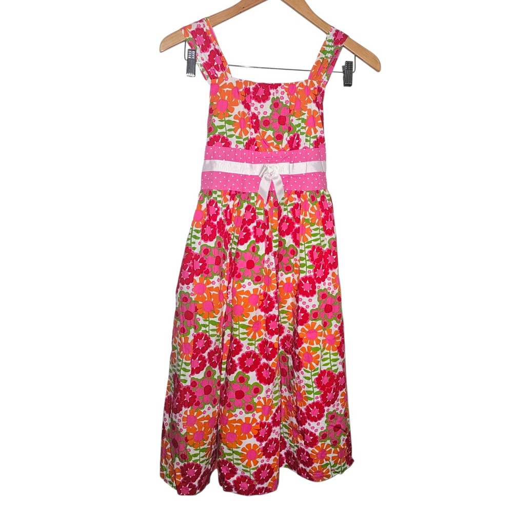 Bonnie Jean Girls‎ Floral Pink Orange Polka Dot Bow Party Dress Size 16 NWT